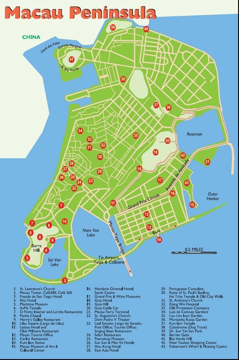 Macau điểm du lịch bản đồ