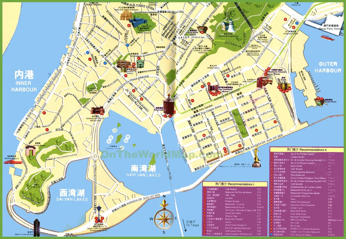 điểm du lịch ở Macau bản đồ