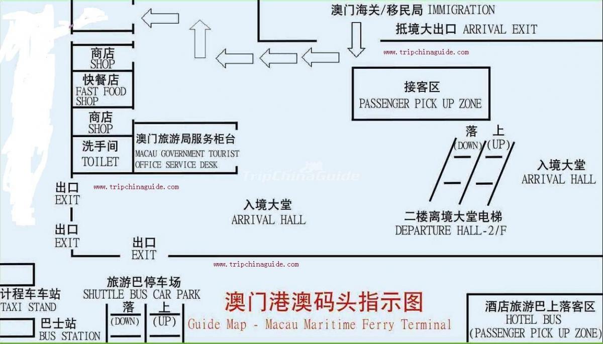 Macau bên ngoài cảng bến phà bản đồ
