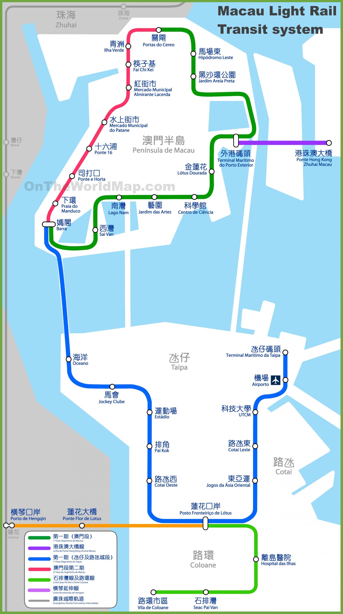 Macau ga tàu điện ngầm bản đồ