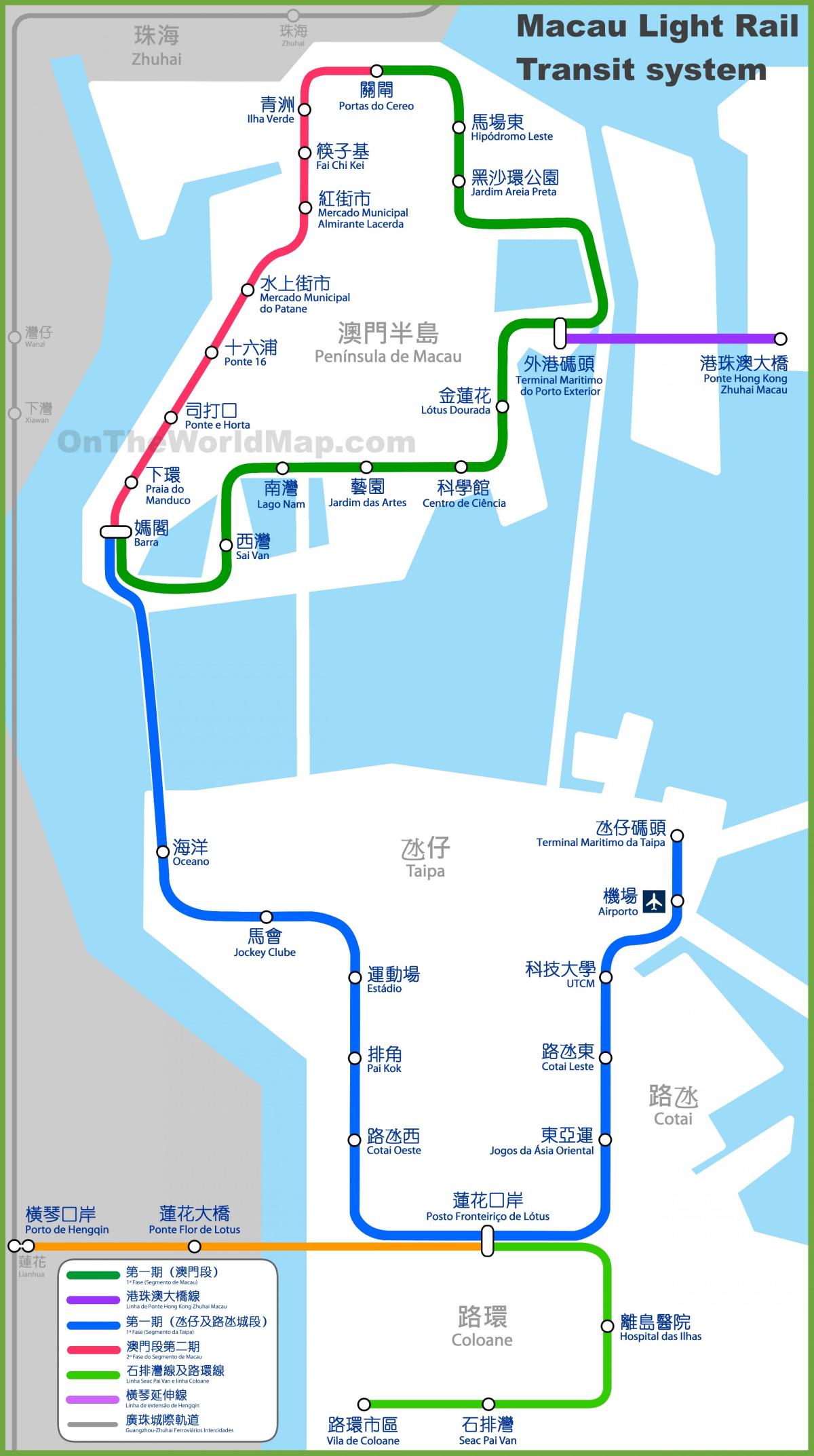 Macau ga tàu điện ngầm bản đồ